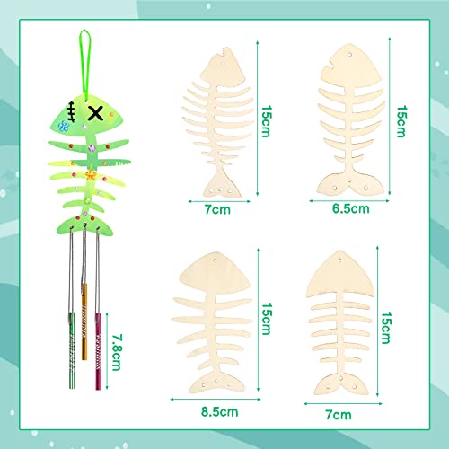 image for Fennoral 12 Pack Wind Chime Kit Spring Craft for Kids Wooden Arts and 