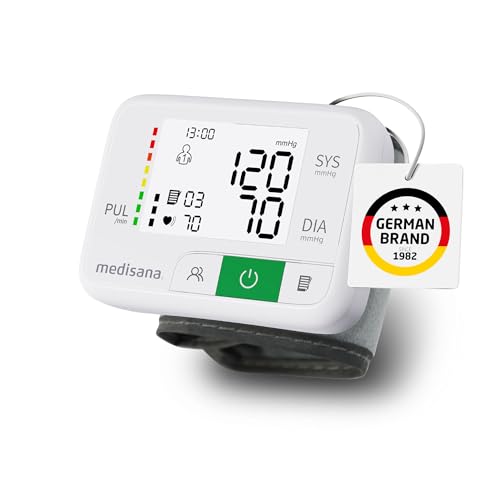 medisana BW 355 Handgelenk-Blutdruckmessgerät, Blutdruck- und Pulsmesser mit Ampel-Skala und Speicherfunktion für 2 Benutzer, Blutdruckmanschette mit Aufbewahrungsbox