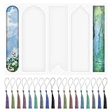 UOCAI 5PCS Stampi Segnalibri Resina Epossidica, Silicone Flessibili 20 Nappe Colorate, Kit...