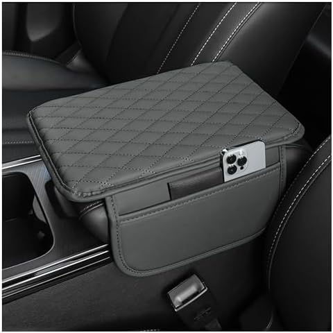 Upgraded Car Center Console Cover,Microfiber Leather Car Armrest Cover Cushion with 2 Storage Bags,Universal Car Armrest Storage Box Car Interior Accessories for Most Vehicles (Gray) Cover