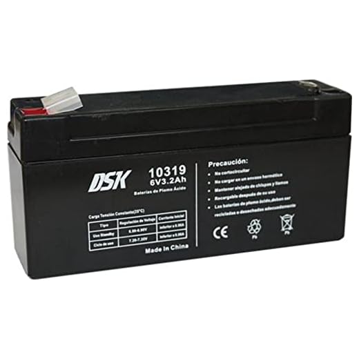 DSK Wiederaufladbare Batterie 6V 3.2Ah – Universaladapter F1/F2 inklusive – Maße 125x64x33 mm – Für USV, Alarmanlagen und elektrische Fahrzeuge