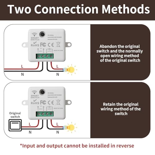 Miniatura 5 de Interruptor De Luz Inalámbrico Con Receptor 433mhz Interruptor Inalambrico Sin Cableado Control Remoto Hasta 30-200 Metros Para Luces De Control Remoto, Motores Y Electrodomésticos