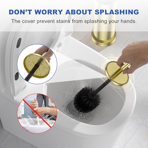 304 Stainless Steel Toilet Brush and Holder Set, Toilet Bowl Brush and Holder, Heavy Duty with Long Handle, Removable Inner Bowl and Splash Protection for Bathroom by Kaxnuaxu - Image 3