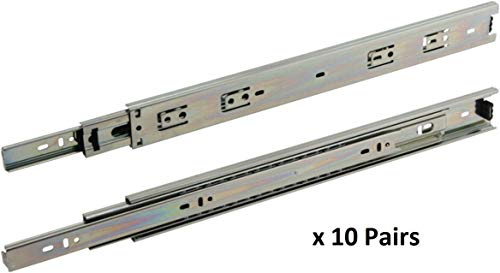 Silverline FBS46-20 inch Drawer Slide 100 lb Ball Bearing Full Extension Cabinet Hardware 10 Pairs