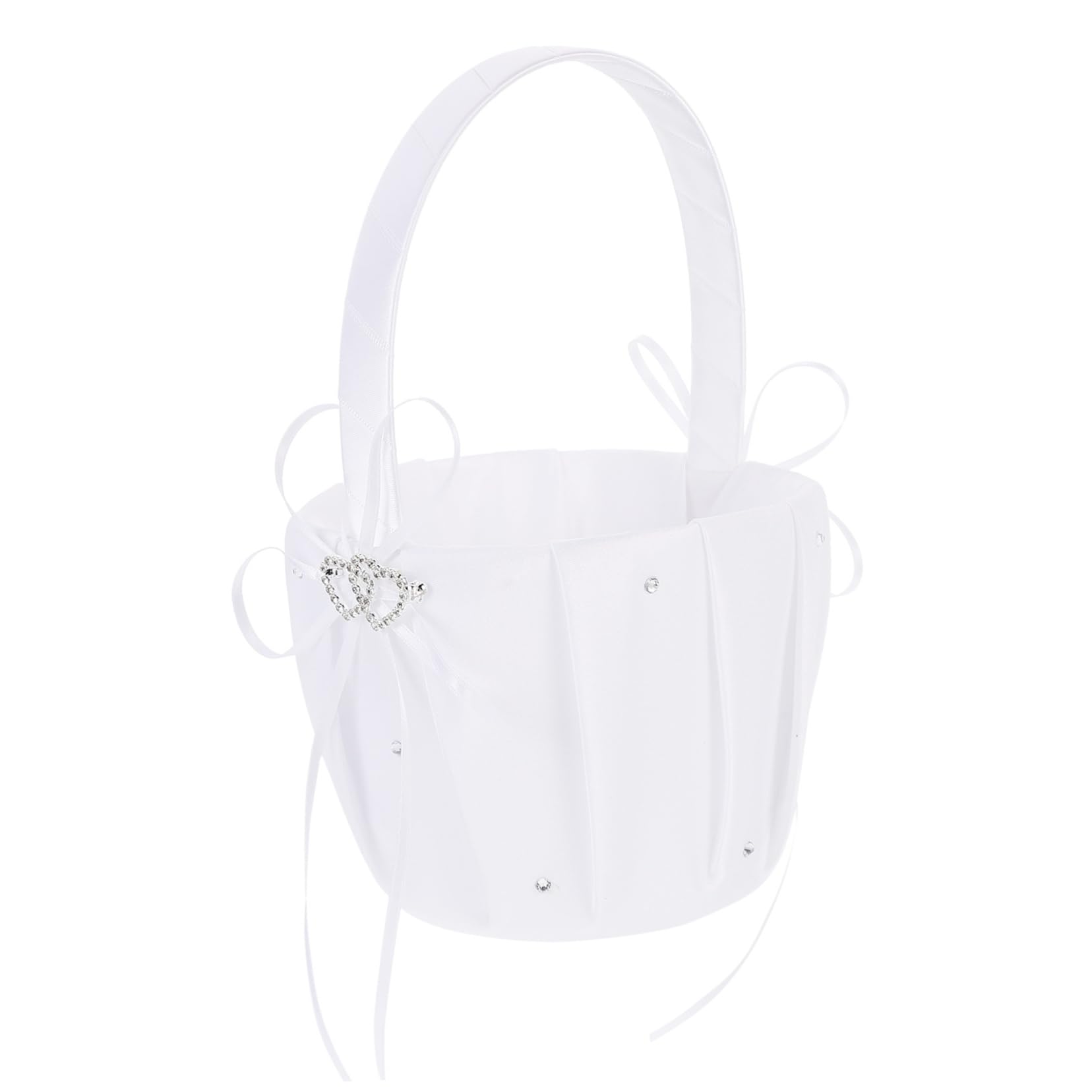 1Pc Elegant Flower Girl Basket with Bowknot Decoration for Weddings Lightweight Floral Petal Confetti Holder for Bridal Parties and Special Events