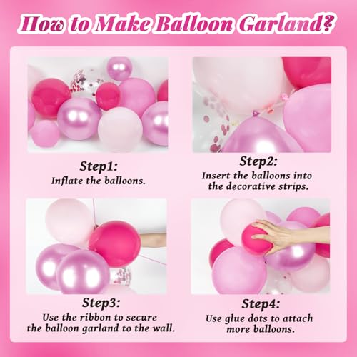 Image of Pink Balloon Garland Arch Kit with Hot Pastel Light Pink Balloons