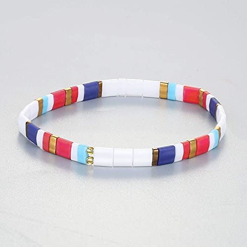 KELITCH Femmes Bracelets Arc-en-Ciel Bracelets en Perles Tila Bracelets Elastique Colorés Fait À La Main Bijoux – Image 4