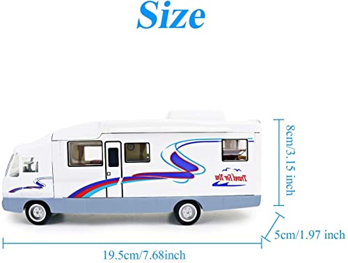 Haptime Cool Mini Motorhome Toy Die-Cast Car Pullback Recreational Vehicle Pull Back Rv With Diy Furnitures Holiday Camper Van Model For Kids Children Gift 7.6 Inch (White) #TOP6