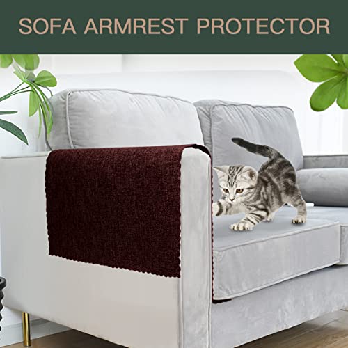 Joywell Linen Armrest Cover For Recliner Anti-Slip Armchair Slipcover For Living Room Couch Loveseat Sofa Arm Protector For Pets, Cats, Set Of 2, Purple #TOP4