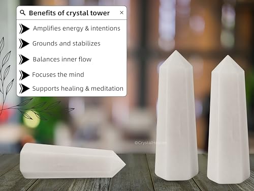 Image of Crystal Heaven Snow Quartz Crystal Tower Obelisk Point For Chakra, Healing And Balancing - Aaa Grade Original Certified Gemstone Agate For Reiki Meditation Yoga Spiritual (3-4 Inches)