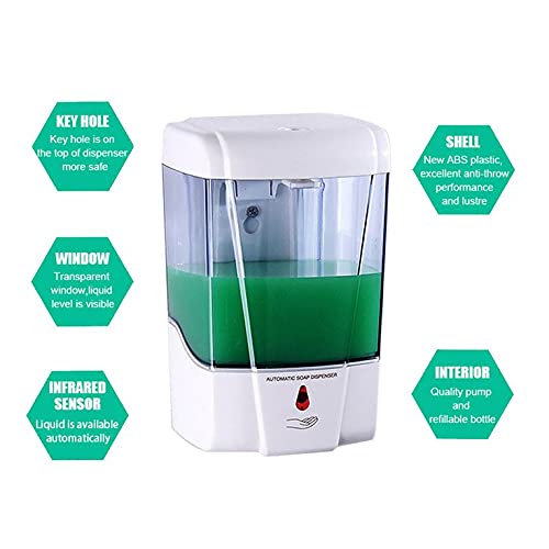 CNmuca Distribuidor de sabonete líquido com sensor automático 700ML montado na parede para banheiro