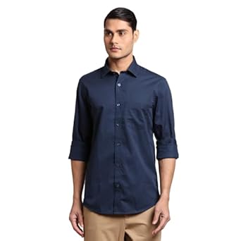 Colorplus Men's Solid Piece Dyed Pattern Regular Fit Pure Cotton Full ...