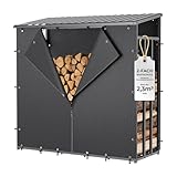 CHOSHOME Kaminholzregal Aussen 185x70x185cm, Metall Wetterfest Brennholzregal Außen XXL, Anthrazit Garten Kaminholzunterstand 3,3 SRM / 2,3m³, Metalldach, Feuerverzinkt, Holzlager (Mit Wetterschutz)