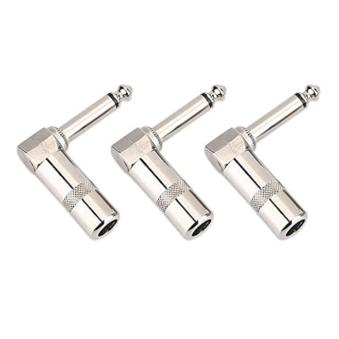 Dilwe 3 szt. wtyczka kabla do gitary, 6,3 mm 1/4 cala typ L instrument audio mikrofon kabel złącze kątowa wtyczka jack