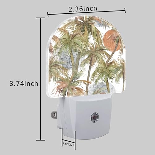 Image of Plug in Night Lights Watercolor Abstract Tropical Jungle Night Light with Dusk to Dawn Sensor Night Light for Kid Girls Boys Women Men Room Decor, Hallway, Kitchen, Bathroom, Nursery, Stairs