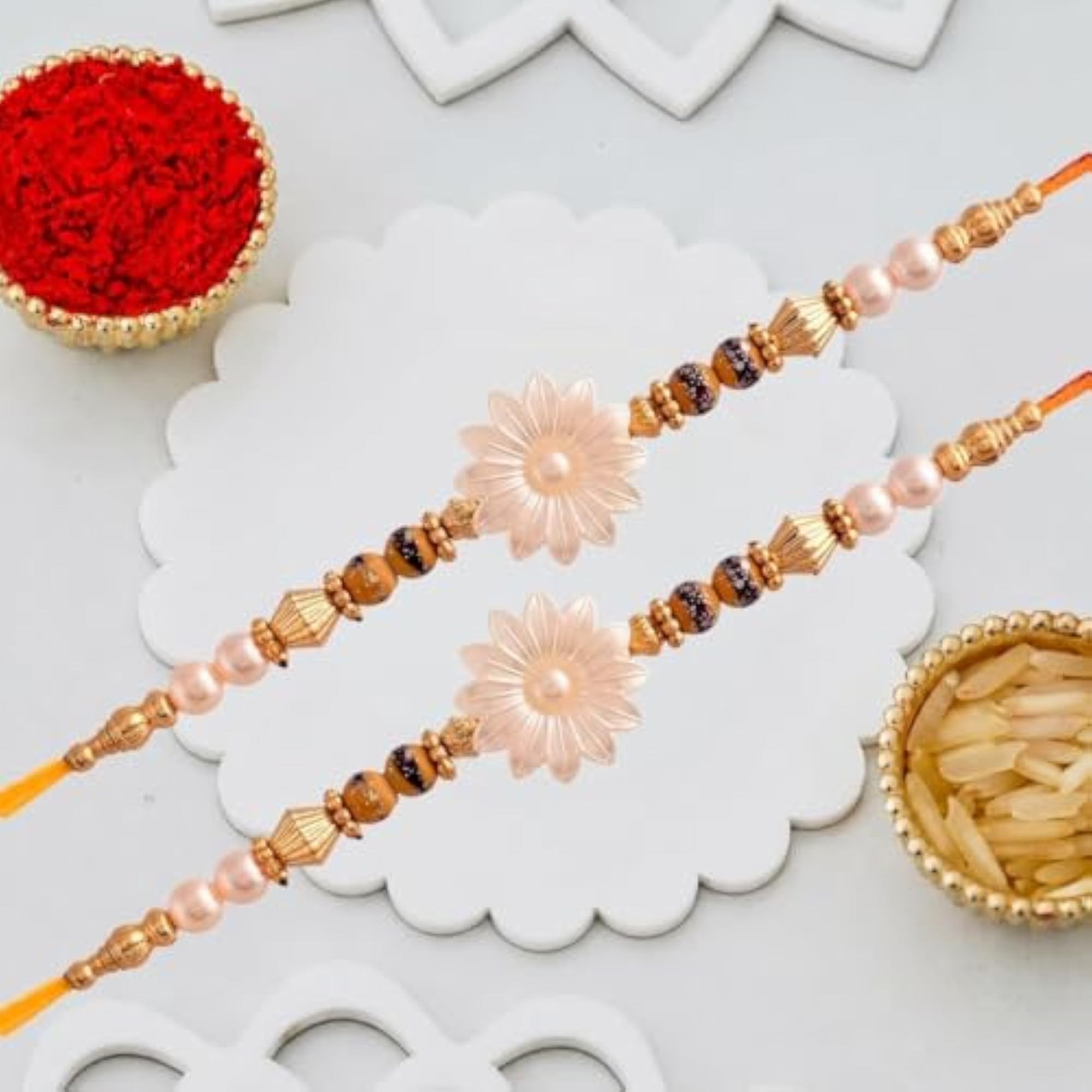 Rakhi for Brother with Roli Chawal, Multicolor Thread & Fridge Magnet