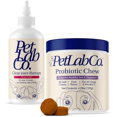 PetLab Co - Dog Ear Yeast Bundle: Soft Chew Dog Probiotics for Gut Health, Yeast Production, Itchy Ears, Itchy Skin, Seasonal Allergies & Clear Ears Therapy Ear Cleaner for Dogs Cover