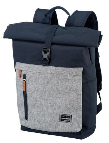 travelite Handgepäck Rucksack, Laptop Rucksack 15,6 Zoll, BASICS, Reiserucksack Rolltop Funktion, 60 cm, 35 Liter