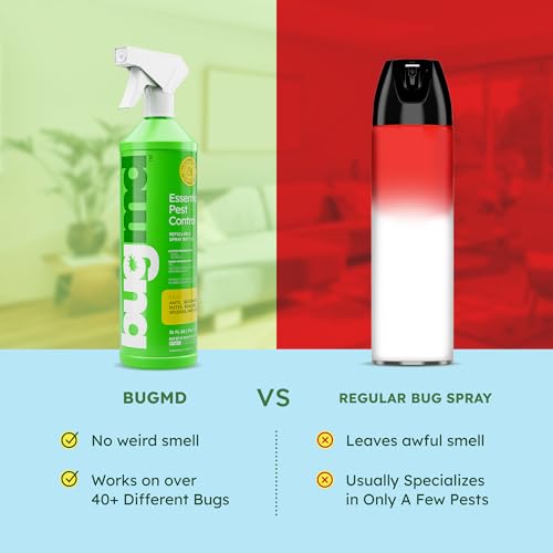 Image of BugMD Bed Bug Spray, Roach & Ant Killer, Indoor Cockroach Treatment, Pet Safe Plant-Based Pest Control for Home, Kills Spiders Fleas Mites, 64 oz Kit