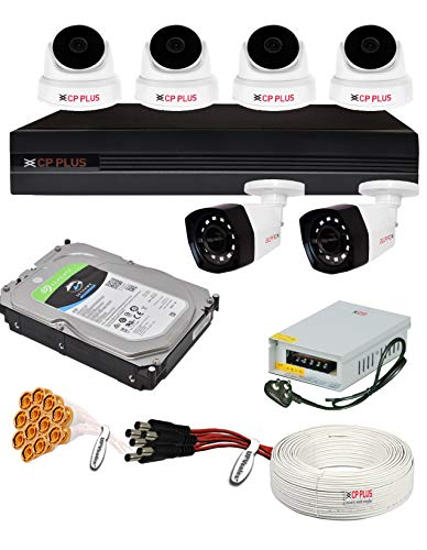 Image of CP Plus 5MP, H.265+, 2TB Storage, 6 Camera Combo Kit with (8Ch DVR, 4 Dome 2 Bullet Cameras, 2TB HDD, Power Supply, 90Mtr Cable, Audio Mic and Connectors) 5 MegaPixel CCTV Security Camera Set