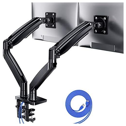 ErGear Dual Monitor Desk Mount up to 40 inches Screens, Max 26.4lbs Capacity Each, Heavy Duty Ultrawide Monitor Arm with USB Ports, Height Adjustable Monitor Stand, VESA 75x75mm or 100x100mm, Black