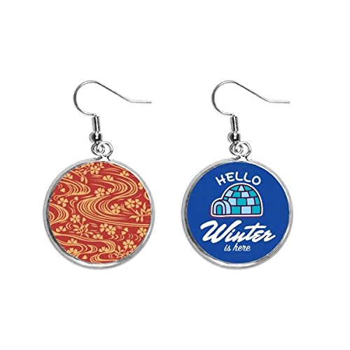 Pendientes flor japonesa roja ligeros para orejas sensibles