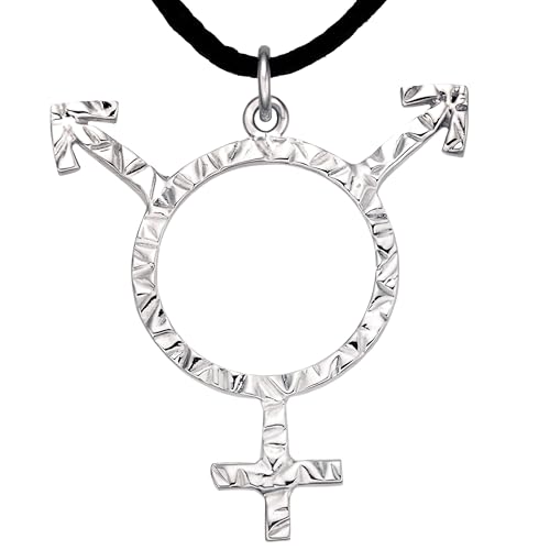 Ciondolo e collana Queer & Bi – Espressione di un amore diversificato, charm dell'orgoglio LGBT+ artigianale per l'amor proprio, la visibilità e l'empowerment – Potente (gioielli bi, placcato platino)