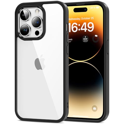 Image of HOOMIL Case for iPhone 14 Pro Max 6.7-Inch, Non-Yellowing, Drop Protection, Anti-Scratch Transparent Hard Back Phone Cover - Black Clear