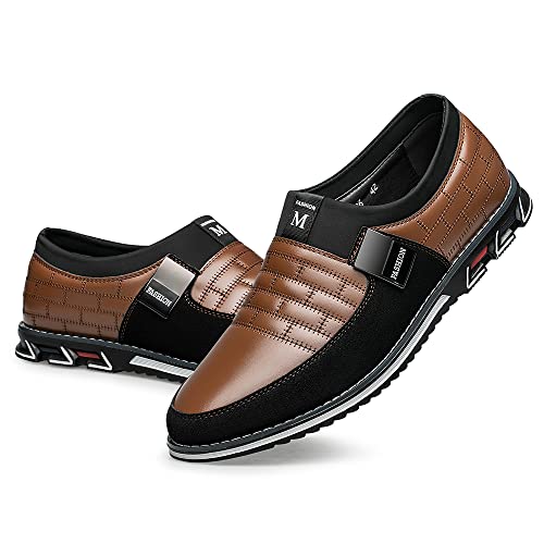 Men's Premium Leather Loafers Comfort Dress Shoes Fashion Casual Shoes Business Oxford Derby Shoe Brown, 7.5 Us #TOP7