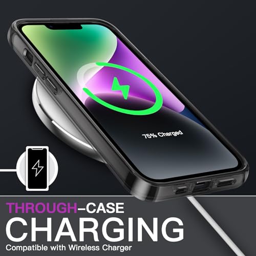 Image of JETech Polycarbonate Cover Case for iPhone 14 6.1-Inch, Non-Yellowing Shockproof Phone Bumper Cover, Anti-Scratch Clear Back (Black)