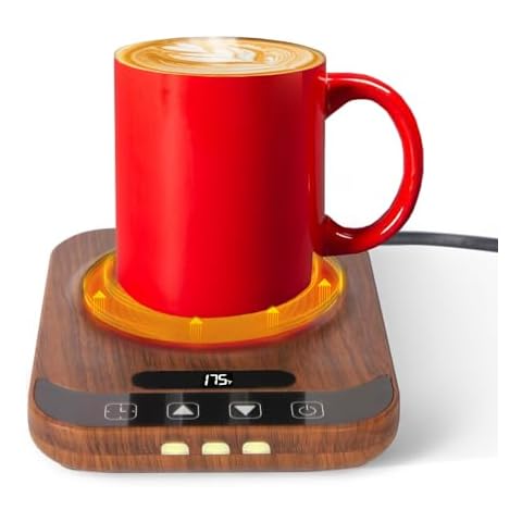Coffee Mug Warmer, Candle Tank Warmers，Auto Shut Off,9 Temperature Settings and 1-12 Hour Timer to Keep Beverages Like Coffee, Tea, Water, Milk and Cocoa Warm.（Wood） Cover