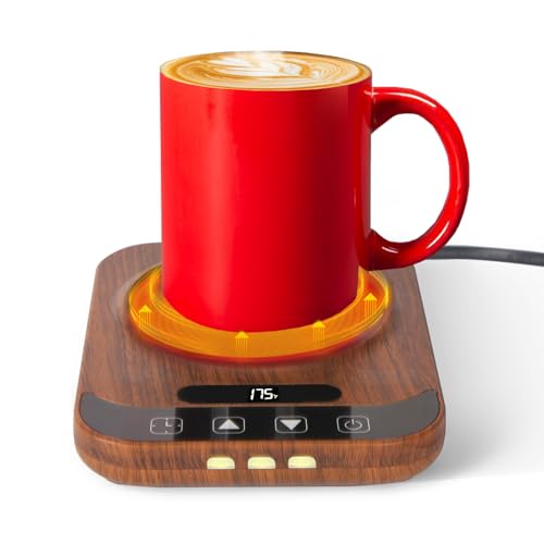 Coffee Mug Warmer, Candle Tank Warmers,Auto Shut Off,9 Temperature Settings and 1-12 Hour Timer to Keep Beverages Like Coffee, Tea, Water, Milk and Cocoa Warm.(Wood)