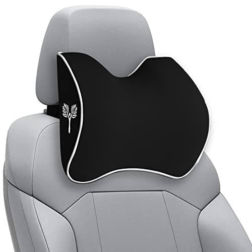 Grin Health Orthopedic Car Neck Rest Pillow – Large Curve | Contour Design for Medium Head-to-Seat Gaps | Memo-Active Foam Cervical Support for Comfortable Driving – Black