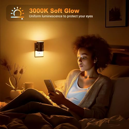 Image of JandCase Night Light, Night Lights Plug Into Wall with 3 Color, Dimmable | 2 Pack Dusk to Dawn Sensor Dimmable Nightlight, 3CCT (3000K /4000K /5000K) Adjustable LED Night Light for Bathroom Hallway