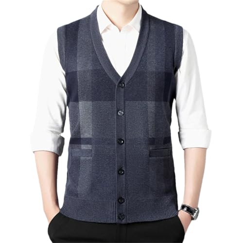 Men Wool Knit Sleeveless Buttons Down Cardigan Sweater Basic For Winter Vintage Vest