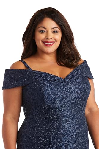 Image of R&M Richards Women's Embellished Full-Length Gown W /Illusion V-Neck & Back Zipper - Evening Cocktail Party Attire