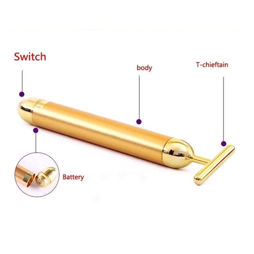 Energy Beauty Bar 1Pc 24K Gold Electric Vibration Facial Massage for Roller Waterproof Face Skin Care T-Shaped Anti Wrinkle Massager for Forehead, Cheek,Neck,Clavicle Arm Leg Energy Beauty Bar 1Pc 24K Gold Electric Vibration Facial Massage for Roller Waterproof Face Skin Care T-Shaped Anti Wrinkle Massager for Forehead, Cheek,Neck,Clavicle Arm Leg