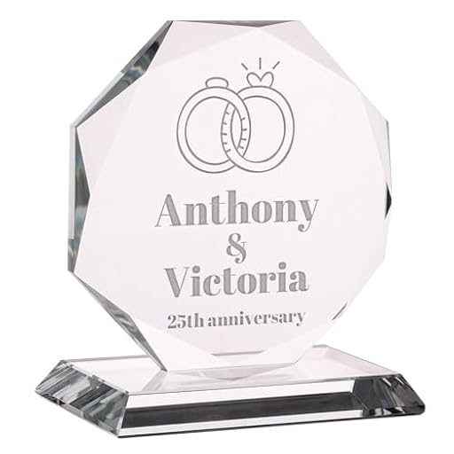 Wanapix | Trofeo Grande Personalizado con Nombre y Texto | Cristal Grabado (Escala de Grises) | Premio Personalizado | Octogonal 17 cm | Incluye Estuche para Guardar | Boda | Ya disponible en tu tienda friki favorita! En mundofriki.es!