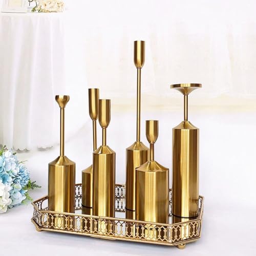 6 bougeoirs dorés pour décoration de table de mariage et fête