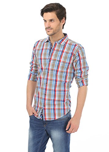 Image of BASICS 100% Cotton Checked Shirt for Men | Slim Fit | Everyday Smart Casual Wear | Full Sleeve