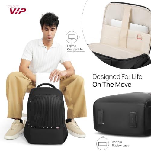 Image of VIP VOGUE 17 Inch Compatible Laptop Backpack 27L + 5L Expandable | Water-Resistant with 3 Compartments | Padded Laptop Sleeve, Side Bottle Pocket | Office & Travel Backpack for Men & Women