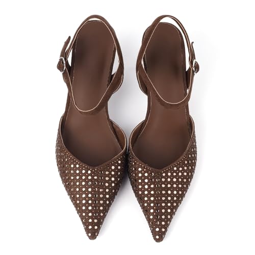 Image of CORNMOOD Stiletto Slingback Heels Pumps for Women | Glossy Patent Leather Kitten heel, Chic Dress Shoes for Modern Women, Ideal Wedding Evening Party and Work Office Outfit