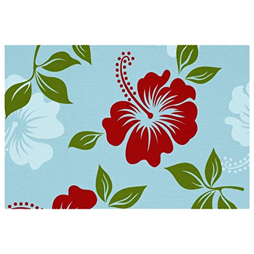 Sets de table de qualité supérieure fleurs rouges et blanches au design végétal soigné - 2