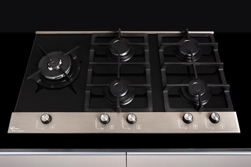 FISCHER COOKTOP À GÁS 5 BOCAS PLATINIUM MESA VIDRO PRETO BIVOLT - 19784-23299 glide