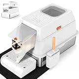 SZEE XL-Klo aus Edelstahl, Design mit oberem Ausgang, antihaftbeschichtet, kein Geruch, einfache Reinigung, Aktivkohle-Geruchskontrolle, halb/vollständig geschlossenes Design, Fußteil, Fangmatte und