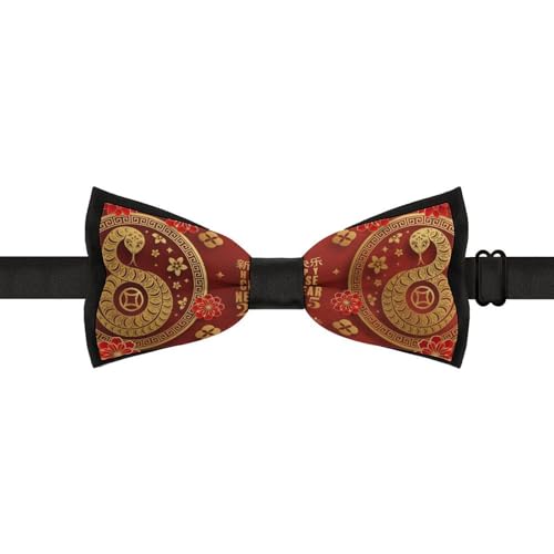 GoasNei Year Of The Snake 2025 Happy Chinese New Year 2025 Bow Tie for Men Adjustable Necktie Funny Tie Neck Ties for Weddings Party