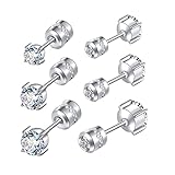❤Stud Earrings Set❤Packge includes size of 3mm, 4mm, 5mm. Studs length : 6mm, 20g (0.8mm gauge) These screw-on studs for women and men are perfectly match your various wearing style.Wearing alone,more choices every day. ❤High Quality Material❤These e...