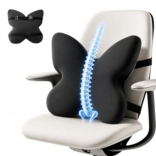 FoKon Memory Foam Lumbar Support Pillow,Back Support for Office Chair,Back Pillow for Chair,Ergonomic Lower Back Cushion for Desk Chair,Computer Chair,Gaming Chair and Car Seat,Washable Cover(Black)