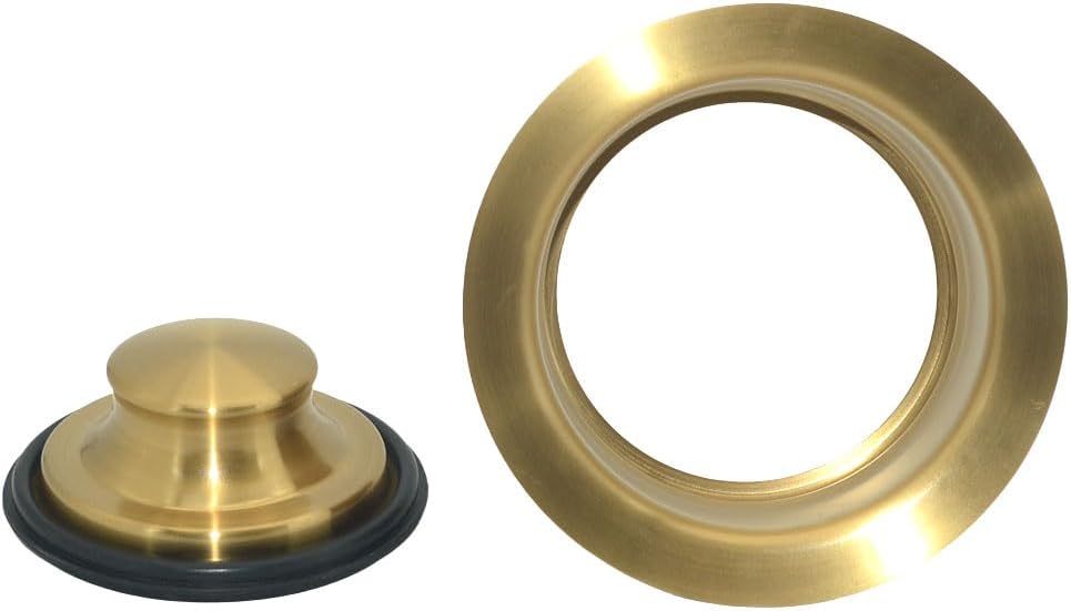 Garbage Disposal Sink Flange and Plug for 3.5-inch Standard Sinks - 304 Stainless Steel Champagne Brushed Brass Garbage Disposal Drain Assembly - with Rubber Gasket