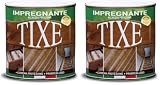 TIXE Impregnante Legno all'Acqua | Vernice Finitura Protettiva, Impregnante Legno Esterno Interno non Filmogena Resistente ai Raggi UV | 750 ml | Castagno | Made in Italy (Confezione da 2)